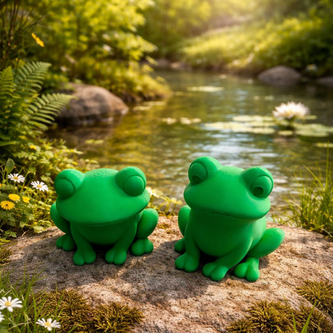 STL 3D Druck Datei 2er Set Frösche Frosch 3D-Druck Datei Deko Frühling Sommer Froschliebe Teich Beet Garten Outdoor – Bild 3