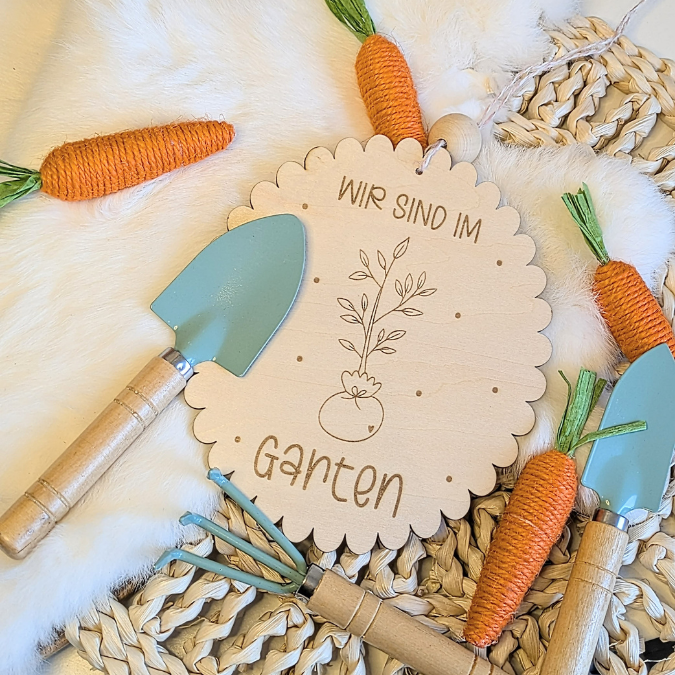 SVG Laserdatei 6er Set Holzscheiben Wir sind im Garten Schilder Schild Outdoor Gartenglück Blumen Gravur SVG Datei – Bild 14