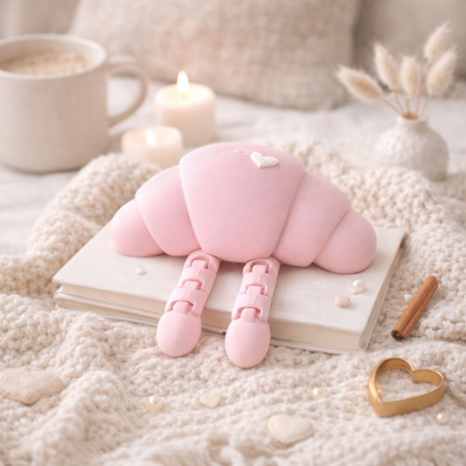 STL 3D Druck Datei Wackelbeine Croissant cute boho Deko Frühstück Croissant mit Beinen Frankreich Deko Frühstück 3D-Druck STL kawaii – Bild 4