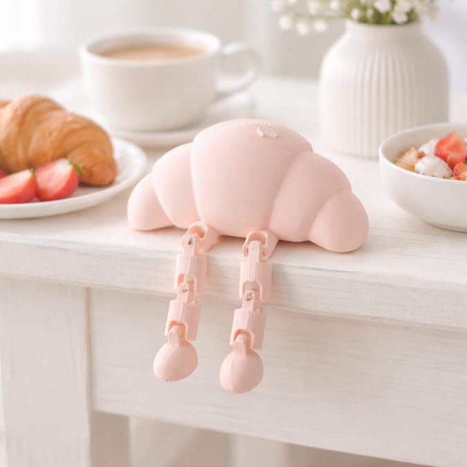 STL 3D Druck Datei Wackelbeine Croissant cute boho Deko Frühstück Croissant mit Beinen Frankreich Deko Frühstück 3D-Druck STL kawaii