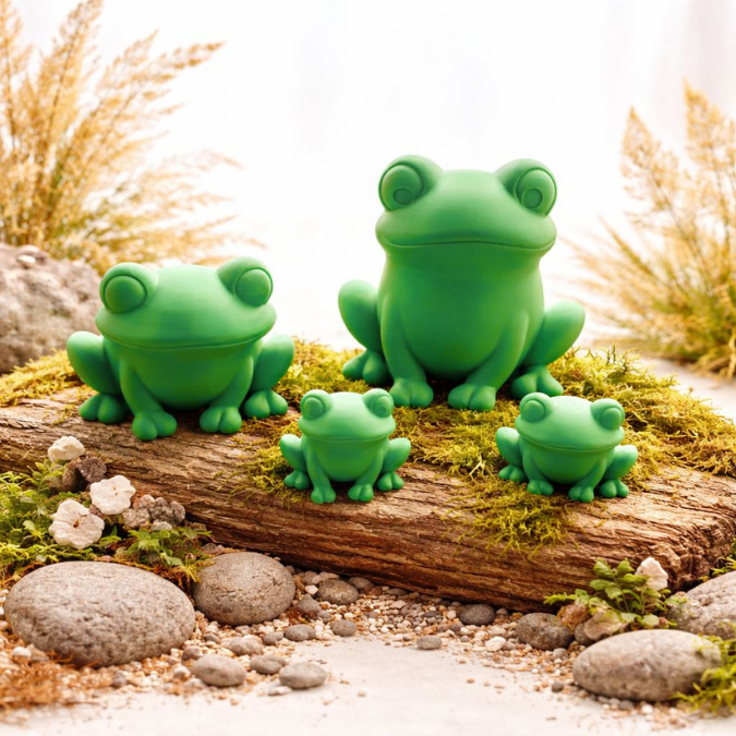 STL 3D Druck Datei 2er Set Frösche Frosch 3D-Druck Datei Deko Frühling Sommer Froschliebe Teich Beet Garten Outdoor