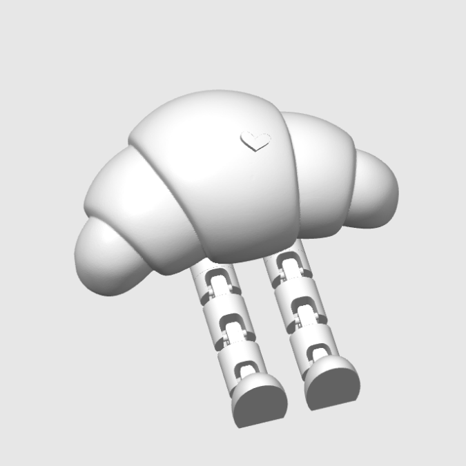 STL 3D Druck Datei Wackelbeine Croissant cute boho Deko Frühstück Croissant mit Beinen Frankreich Deko Frühstück 3D-Druck STL kawaii – Bild 2