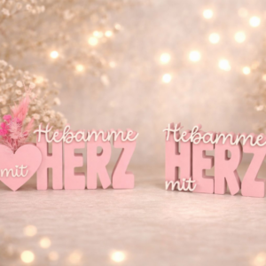 STL 3D Druck Datei Schriftzug Statement 2er Set "Hebamme mit Herz" Geschenkidee Hebamme Baby Geburt Schwangerschaft 3D-Druck Datei