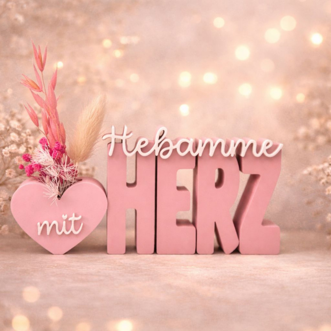 STL 3D Druck Datei Schriftzug Statement 2er Set "Hebamme mit Herz" Geschenkidee Hebamme Baby Geburt Schwangerschaft 3D-Druck Datei – Bild 5