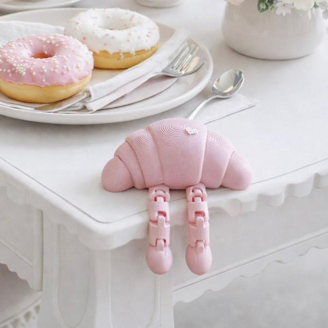 STL 3D Druck Datei Wackelbeine Croissant cute boho Deko Frühstück Croissant mit Beinen Frankreich Deko Frühstück 3D-Druck STL kawaii – Bild 6