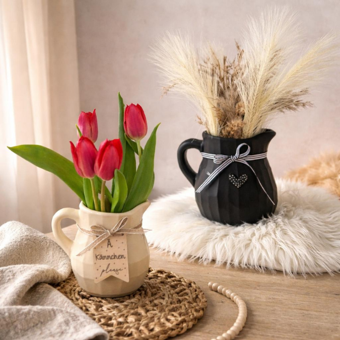 STL 3D Druck Datei 4er Set Milchkanne Kanne Pflanzgefäß Dekokanne Kanne Gartentisch Outdoor Shabby Deko 3d Druck Vase 3D-Druck Datei