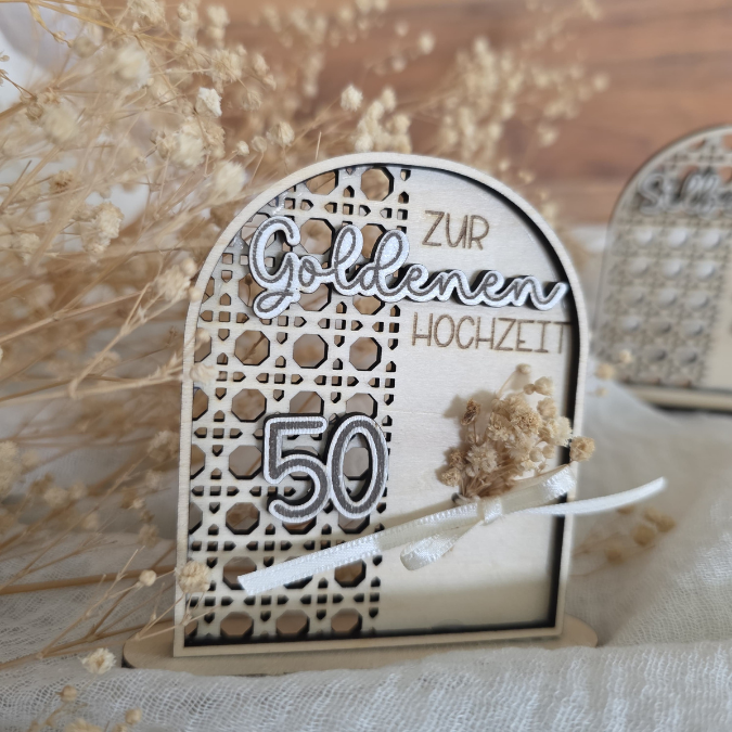 SVG Laserdatei Aufsteller Silberhochzeit und Goldhochzeit 25 Hochzeit 50 Jahre verheiratet rattan optik Geldgeschenk Hochzeitsgeschenk personalisierbar 3mm 4mm – Bild 9