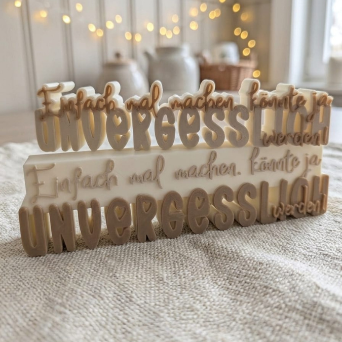 STL 3D Druck Datei 3 Designs Schriftzug "Einfach mal mahen könnte ja unvergesslich werden" Statement 3D-Druck Datei positiv Quote Gute Laune – Bild 3