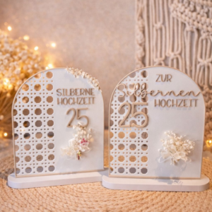 1 STL 3D Druck Datei Silberne Hochzeit Silberhochzeit Aufsteller mit Platz für Geldgeschenk oder personalisierung Rattanoptik 3D Datei 25Jahre