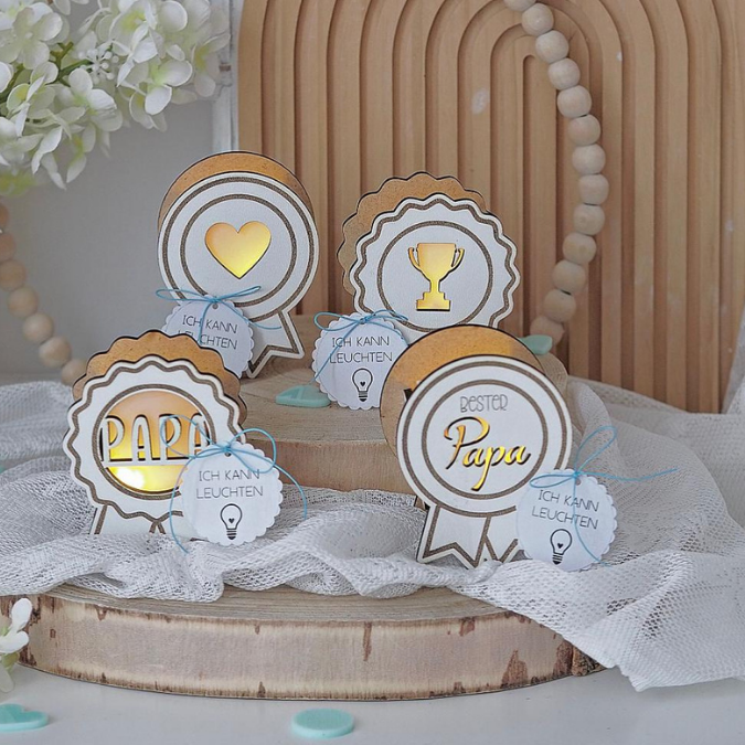 SVG Laser Datei 4 designs Mini Licht-Medaillen für Ballonlicht Geschenkidee für Papa Vatertag Opa Mann SVG Laserdatei Männergeschenk – Bild 18
