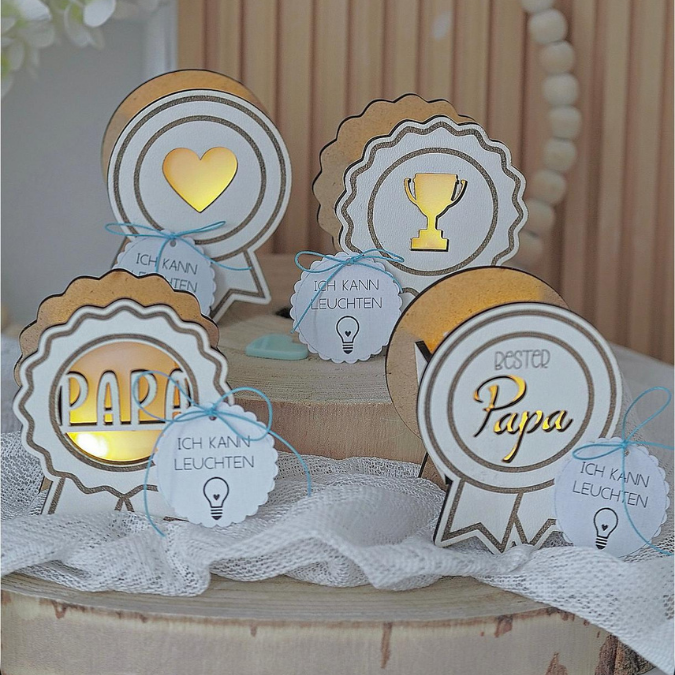 SVG Laser Datei 4 designs Mini Licht-Medaillen für Ballonlicht Geschenkidee für Papa Vatertag Opa Mann SVG Laserdatei Männergeschenk – Bild 4