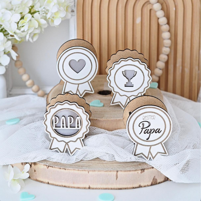 SVG Laser Datei 4 designs Mini Licht-Medaillen für Ballonlicht Geschenkidee für Papa Vatertag Opa Mann SVG Laserdatei Männergeschenk – Bild 16