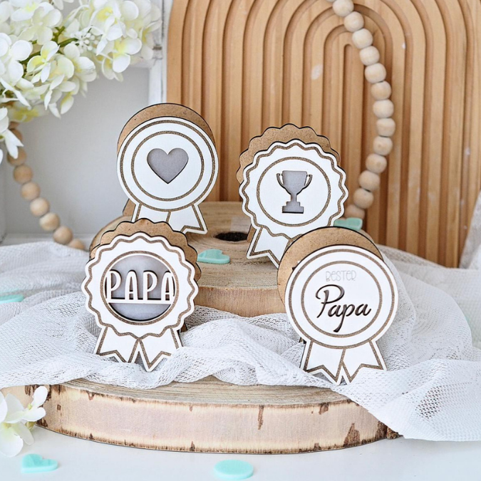 SVG Laser Datei 4 designs Mini Licht-Medaillen für Ballonlicht Geschenkidee für Papa Vatertag Opa Mann SVG Laserdatei Männergeschenk – Bild 17