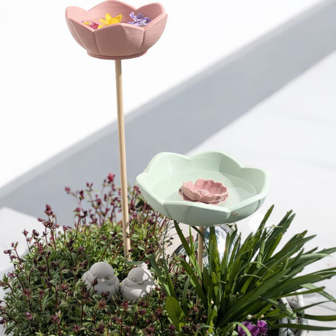 STL 3D Druck Datei Vogeltränke Insektentränke zum stellen oder für 6mm 8mm und 10mm Stäbe inkl Blüte zum stecken 3D-Druck Datei – Bild 17