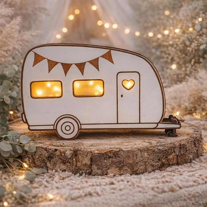 SVG Laserdatei Wohnwagen Camping 8 Designs 2 Größen klein für Ballonlichter groß für Lichterkette Ballonlicht Leuchtdeko SVG-Datei – Bild 12