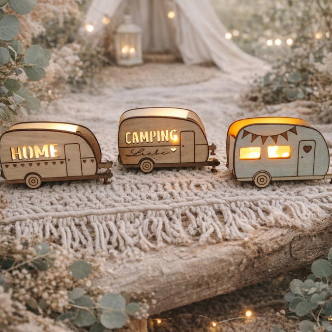 SVG Laserdatei Wohnwagen Camping 8 Designs 2 Größen klein für Ballonlichter groß für Lichterkette Ballonlicht Leuchtdeko SVG-Datei – Bild 3