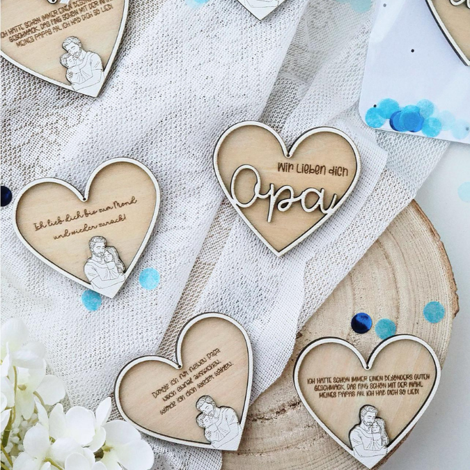 SVG Datei Rahmen Herzen für Papa Geschenkidee verschiedene Designs Vatertag Opa Mann SVG Laserdatei Laserfile Lasercut 3mm und 4mm Holz – Bild 26