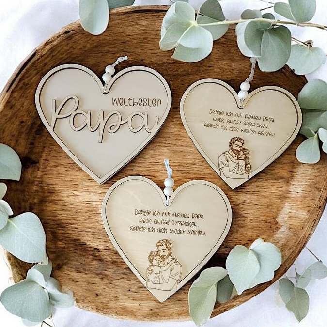 SVG Datei Rahmen Herzen für Papa Geschenkidee verschiedene Designs Vatertag Opa Mann SVG Laserdatei Laserfile Lasercut 3mm und 4mm Holz – Bild 3