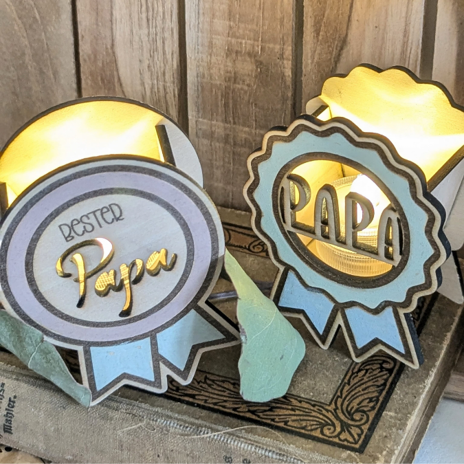 SVG Laser Datei 4 designs Mini Licht-Medaillen für Ballonlicht Geschenkidee für Papa Vatertag Opa Mann SVG Laserdatei Männergeschenk – Bild 14