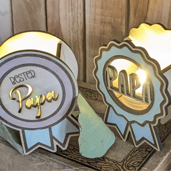 SVG Laser Datei 4 designs Mini Licht-Medaillen für Ballonlicht Geschenkidee für Papa Vatertag Opa Mann SVG Laserdatei Männergeschenk – Bild 15