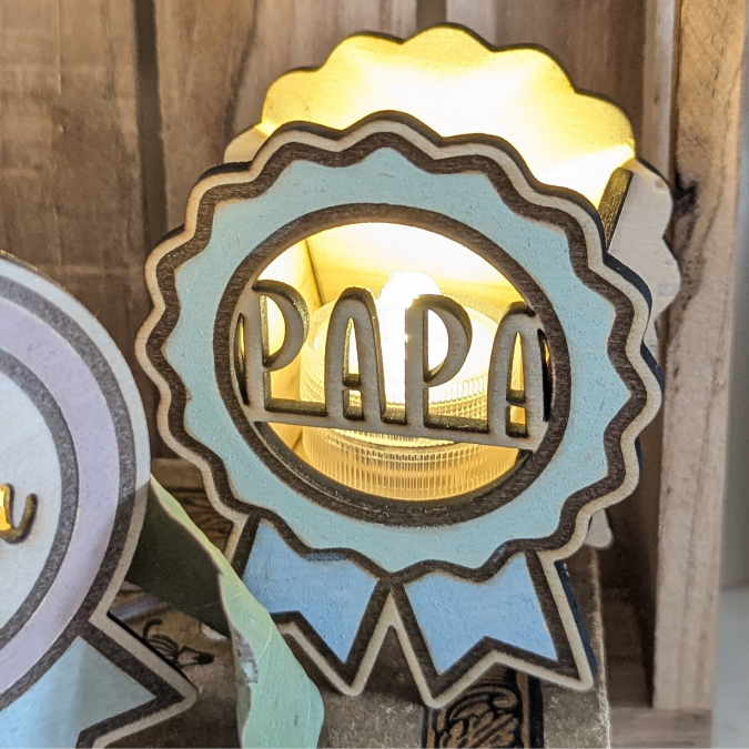 SVG Laser Datei 4 designs Mini Licht-Medaillen für Ballonlicht Geschenkidee für Papa Vatertag Opa Mann SVG Laserdatei Männergeschenk – Bild 13