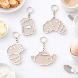 STL 3D Druck Datei 4 designs Schlüsselanhänger Anhänger Croissant Toast Tee Frenchtoast Frankreich Geschenkidee Deko Frühstück 3D-Druck STL