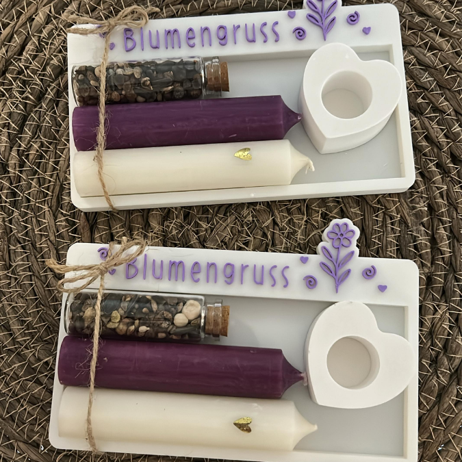 STL 3D Druck Datei Kerzenhalter Kerzenset 3er Blumengruß, Gute Laune Moment & Für dich von Herzen Kerzenverpackung 3D-Druck Datei – Bild 10