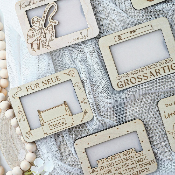 9 Designs Laserdatei Verpackung für Gutscheinkarten Gutscheine Geld Männer Mann Papa Ec Kartengröße Geldgeschenk Wunschgutschein SVG Datei – Bild 20