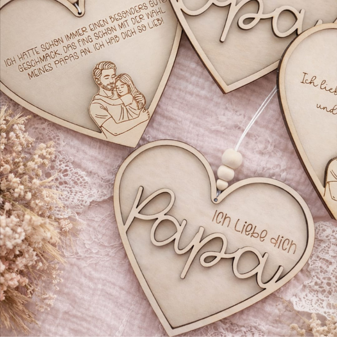 SVG Datei Rahmen Herzen für Papa Geschenkidee verschiedene Designs Vatertag Opa Mann SVG Laserdatei Laserfile Lasercut 3mm und 4mm Holz – Bild 32