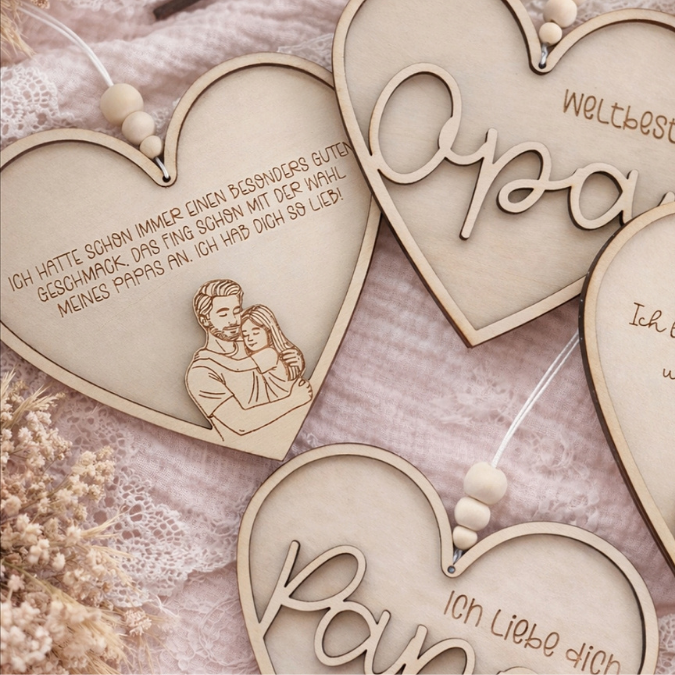 SVG Datei Rahmen Herzen für Papa Geschenkidee verschiedene Designs Vatertag Opa Mann SVG Laserdatei Laserfile Lasercut 3mm und 4mm Holz – Bild 9