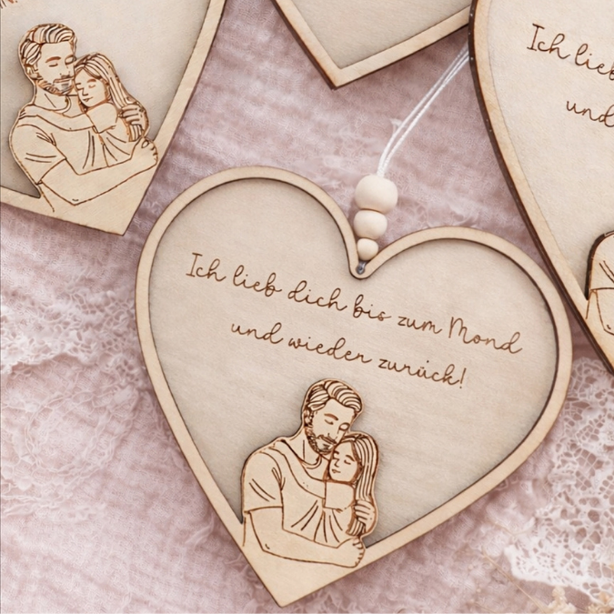SVG Datei Rahmen Herzen für Papa Geschenkidee verschiedene Designs Vatertag Opa Mann SVG Laserdatei Laserfile Lasercut 3mm und 4mm Holz – Bild 30