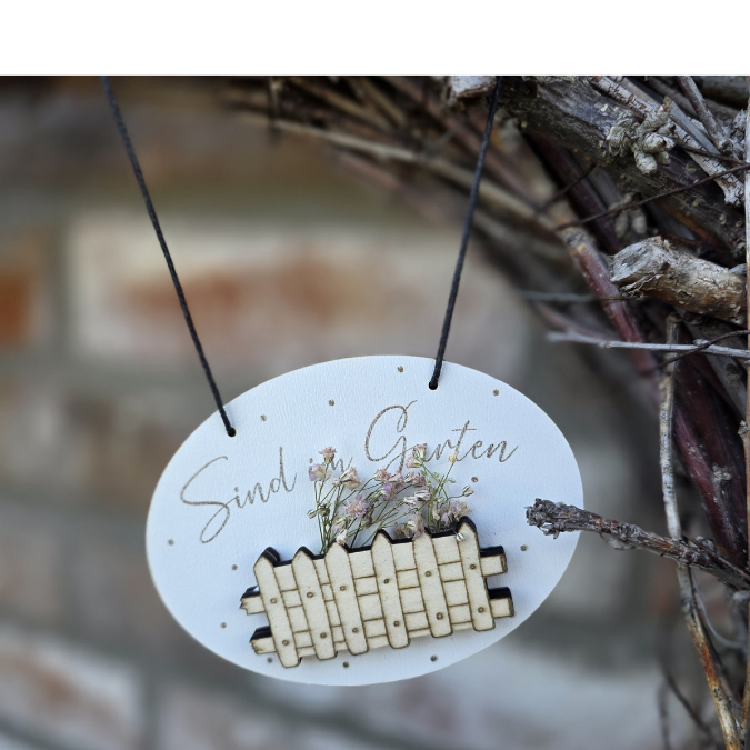SVG Laserdatei 6er Set Holzscheiben Wir sind im Garten Schilder Schild Outdoor Gartenglück Blumen Gravur SVG Datei – Bild 8