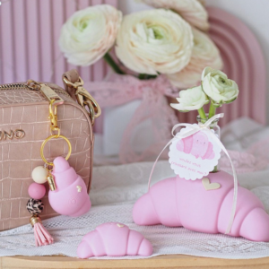 STL 3D Druck Datei 3 Designs Croissants Kerzenständer od Vase Schlüsselanhänger Anhänger Croissant Frankreich Deko Frühstück 3D-Druck STL