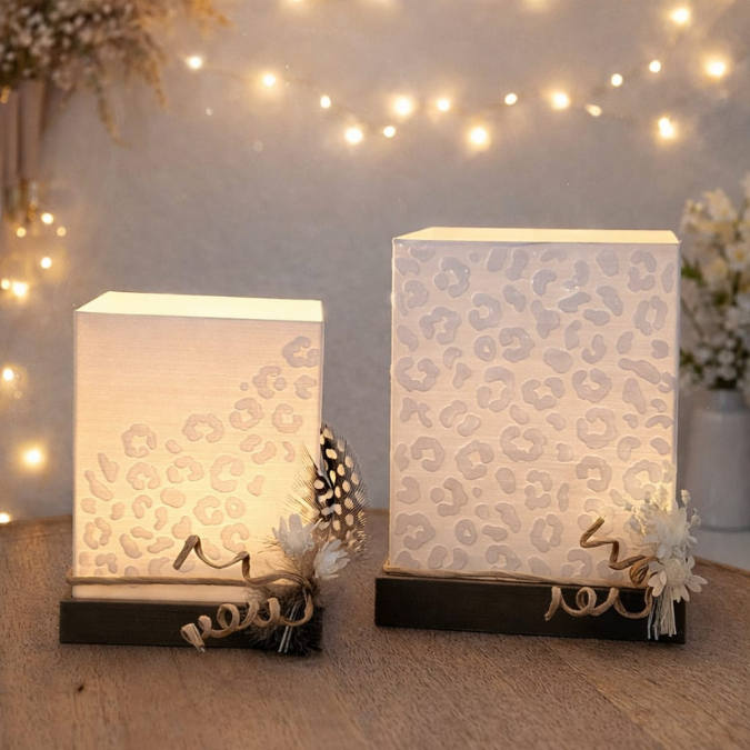 1 3D Druck Datei STL 2er Set Windlicht für beliebige LED Lichter Quadratisch Leo Leopard Leopardenmuster inkl Sockel 120x120mm 3D-Druck – Bild 15