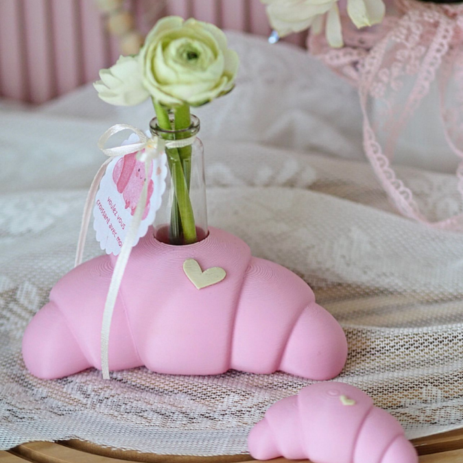 STL 3D Druck Datei 3 Designs Croissants Kerzenständer od Vase Schlüsselanhänger Anhänger Croissant Frankreich Deko Frühstück 3D-Druck STL – Bild 4