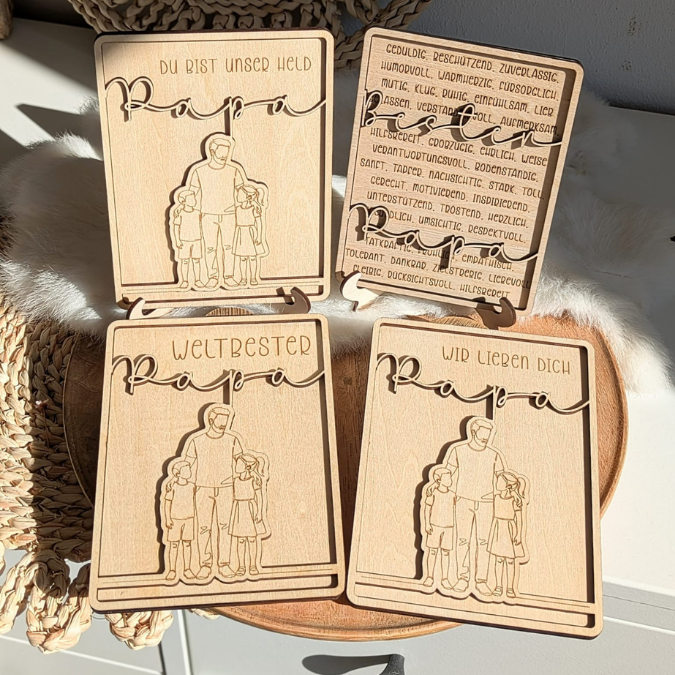 SVG Datei Rahmen mit Ständer Geschenkidee für Papa verschiedene Designs Vatertag Opa Mann SVG Laserdatei Laserfile Lasercut Männergeschenk 3mm 4mm – Bild 4