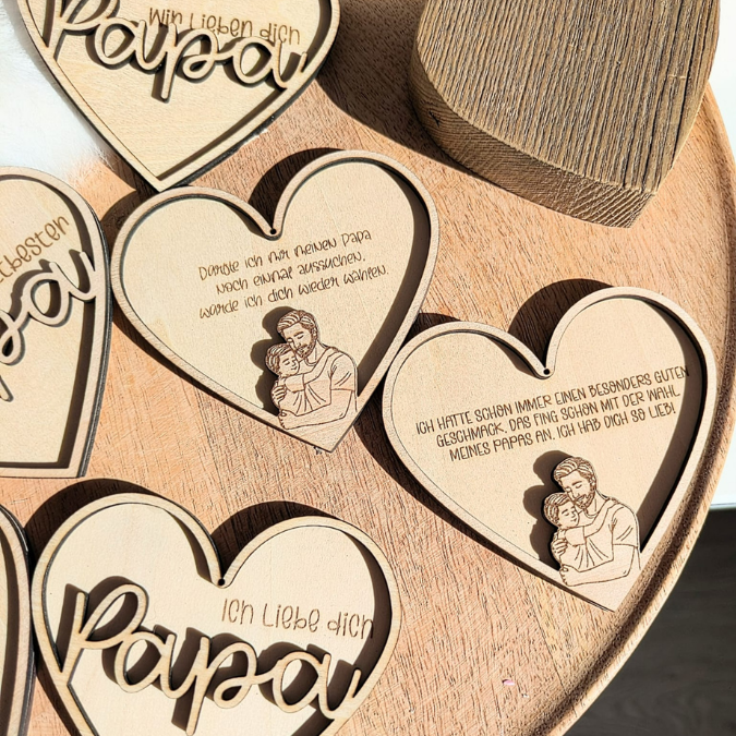 SVG Datei Rahmen Herzen für Papa Geschenkidee verschiedene Designs Vatertag Opa Mann SVG Laserdatei Laserfile Lasercut 3mm und 4mm Holz – Bild 21