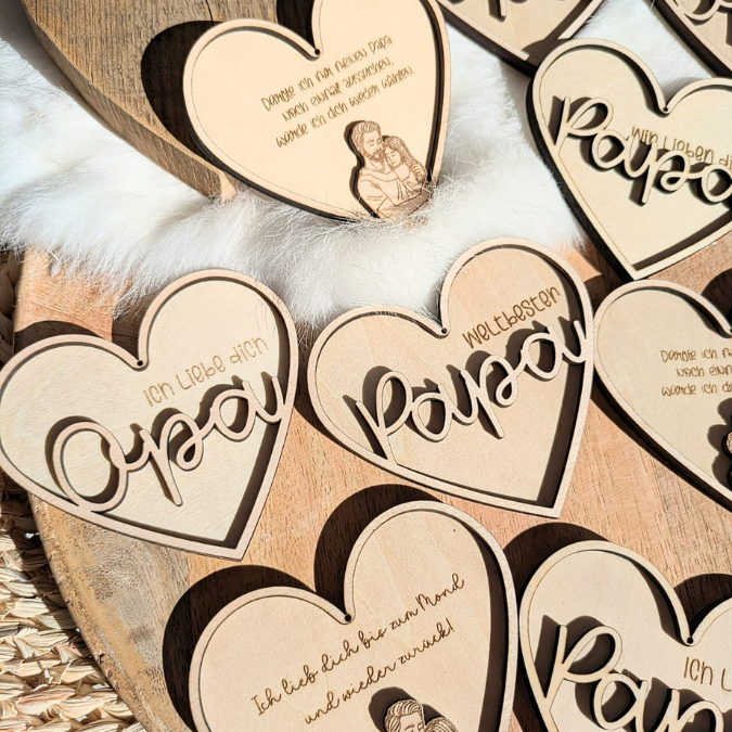 SVG Datei Rahmen Herzen für Papa Geschenkidee verschiedene Designs Vatertag Opa Mann SVG Laserdatei Laserfile Lasercut 3mm und 4mm Holz – Bild 22