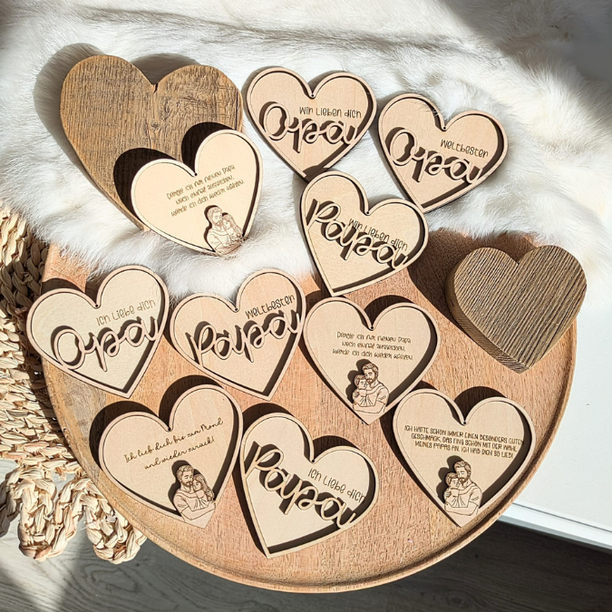 SVG Datei Rahmen Herzen für Papa Geschenkidee verschiedene Designs Vatertag Opa Mann SVG Laserdatei Laserfile Lasercut 3mm und 4mm Holz – Bild 23