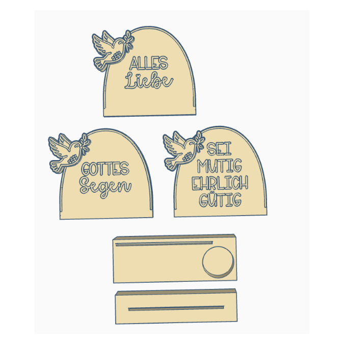 STL 3D Druck Datei 4er Set Kirche Jugendweihe Aufsteller für Reagenzgläser, Gutscheine oder Geld Konfirmation Kommunion Taufe 3D-Druck Datei – Bild 2