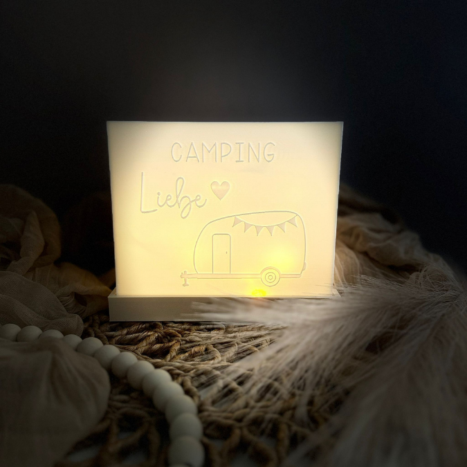 3D Druck Datei STL Rechteckig Windlicht für beliebige LED Lichter "Camping Liebe Wohnwagen" inkl Sockel 180x100mm – Bild 6