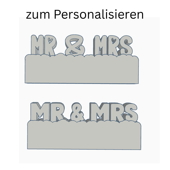 STL 3D Druck Datei 2 Designs Mr & Mrs Blanko zum Personalisieren Hochzeit 3D-Datei Hochzeitsgeschenk 3d-druck – Bild 2