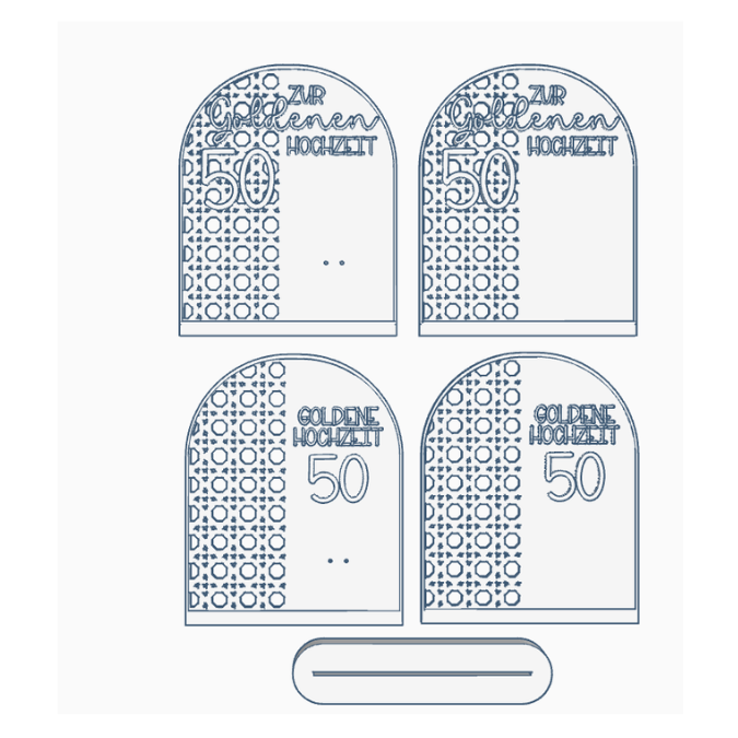 STL 3D Druck Datei Goldene Hochzeit Goldhochzeit Aufsteller mit Platz für Geldgeschenk oder personalisierung Rattanoptik 3D Datei – Bild 2