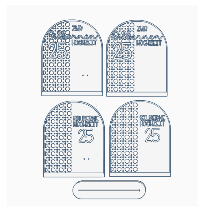 1 STL 3D Druck Datei Silberne Hochzeit Silberhochzeit Aufsteller mit Platz für Geldgeschenk oder personalisierung Rattanoptik 3D Datei 25Jahre – Bild 2
