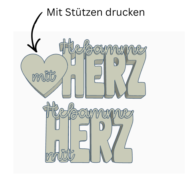 STL 3D Druck Datei Schriftzug Statement 2er Set "Hebamme mit Herz" Geschenkidee Hebamme Baby Geburt Schwangerschaft 3D-Druck Datei – Bild 2