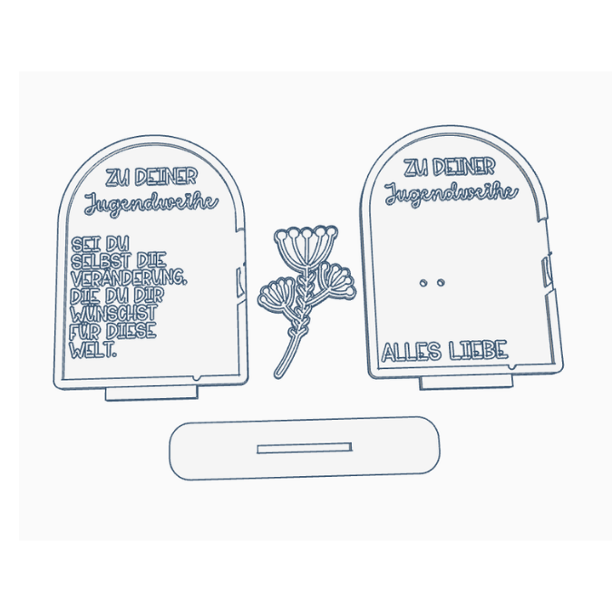STL 3D Druck Datei 2er Set Jugendweihe Aufsteller für geldgeschenk, Gutscheine oder Blumen 3D-Druck Datei – Bild 2