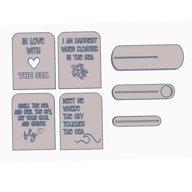 STL 3D Druck Datei Aufsteller OCEAN Quotes mit 3 Ständern und 4 Design Karten Schild Statement 3D-Druck Datei Sommer Meer Urlaub Strand – Bild 2