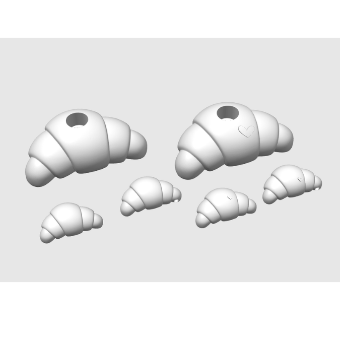 STL 3D Druck Datei 3 Designs Croissants Kerzenständer od Vase Schlüsselanhänger Anhänger Croissant Frankreich Deko Frühstück 3D-Druck STL – Bild 2