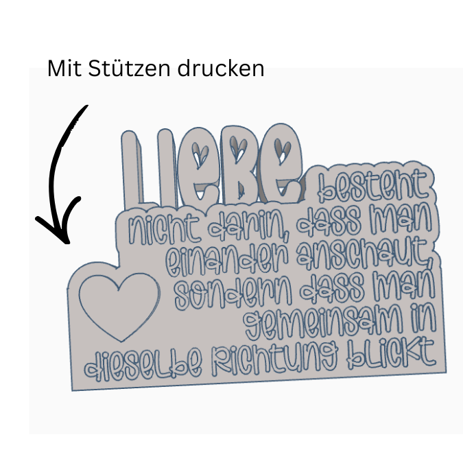STL 3D Druck Datei Liebe Schriftzug "Liebe besteht nicht darin, dass man einander anschaut sondern..." 3D Datei zur Hochzeit Paar Romantisch – Bild 2