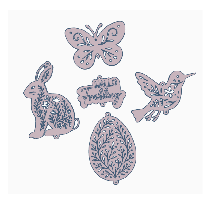STL 3D Druck Datei 5 Designs Sonnenfänger Frühling Vogel Schmetterling Hase Ei 3D-Datei 3D-Druck Vorlage Frühlingsdeko 3D Frühling – Bild 2